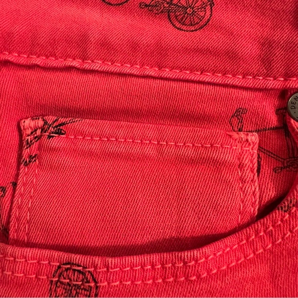 PAIGE Kylie Crop Bicycle Theme Skinny Jeans Red Black Size 26 - Picture 10 of 14